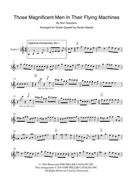 Those Magnificent Men In Their Flying Machines by Ron Goodwin Guitar Ensemble - Digital Sheet Music