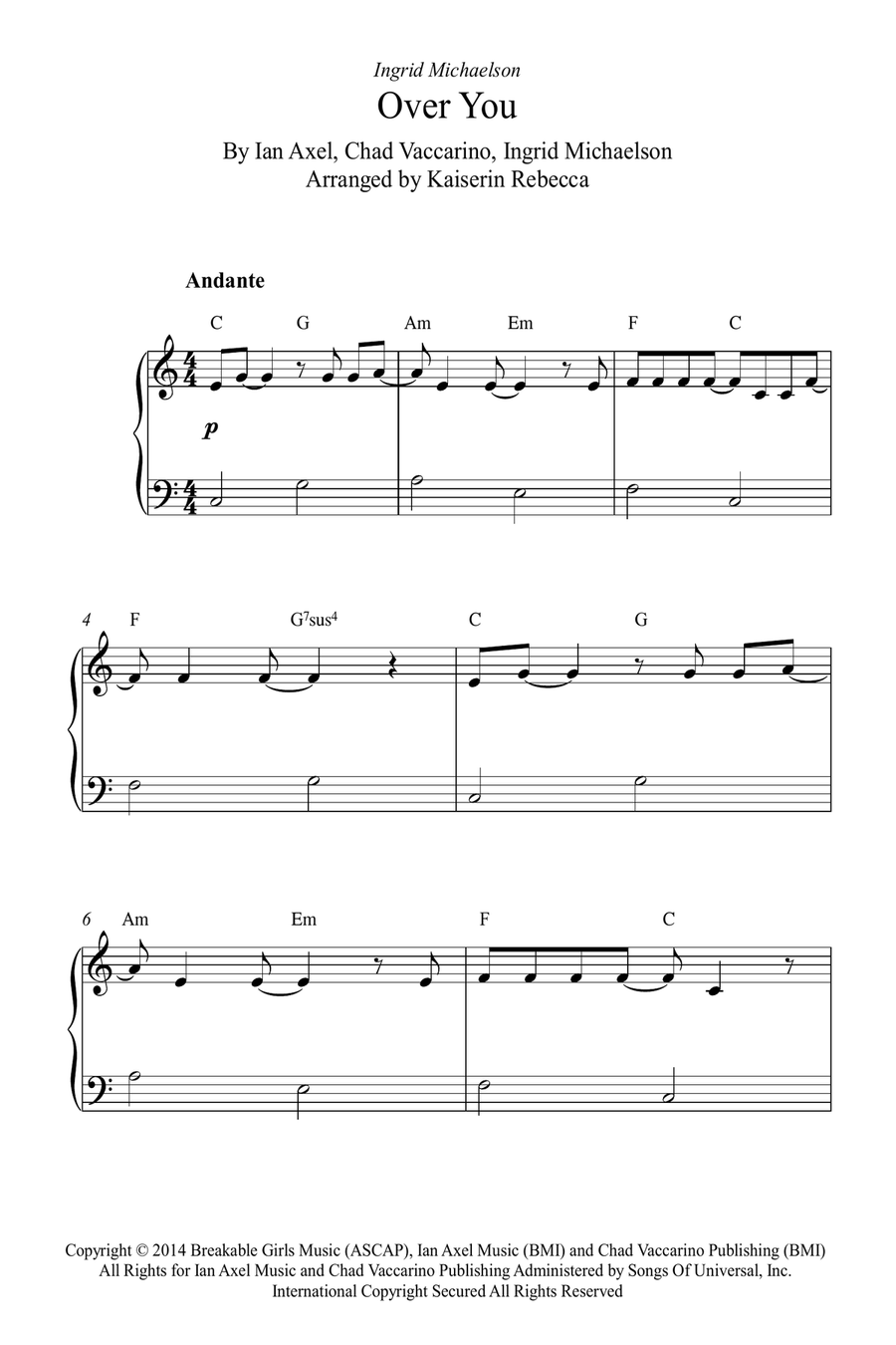 Over You Over You Piano Method scores gallery preview page 1
