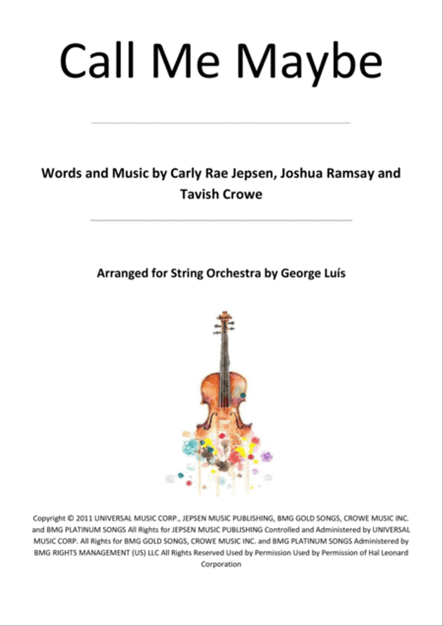 Call Me Maybe Call Me Maybe String Quartet scores gallery preview page 1