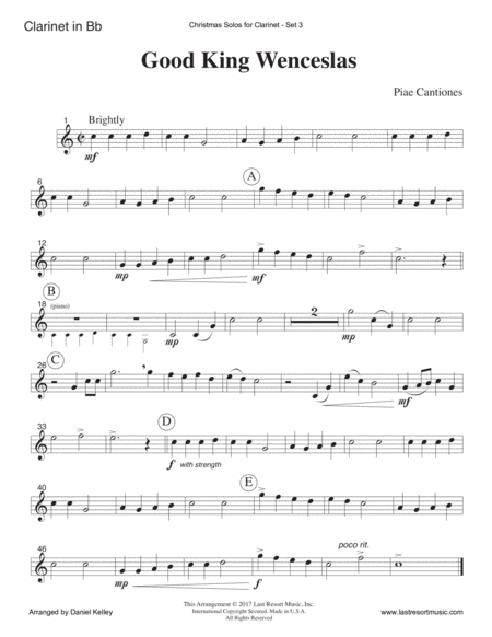 Christmas Solos for Clarinet & Piano Set 3