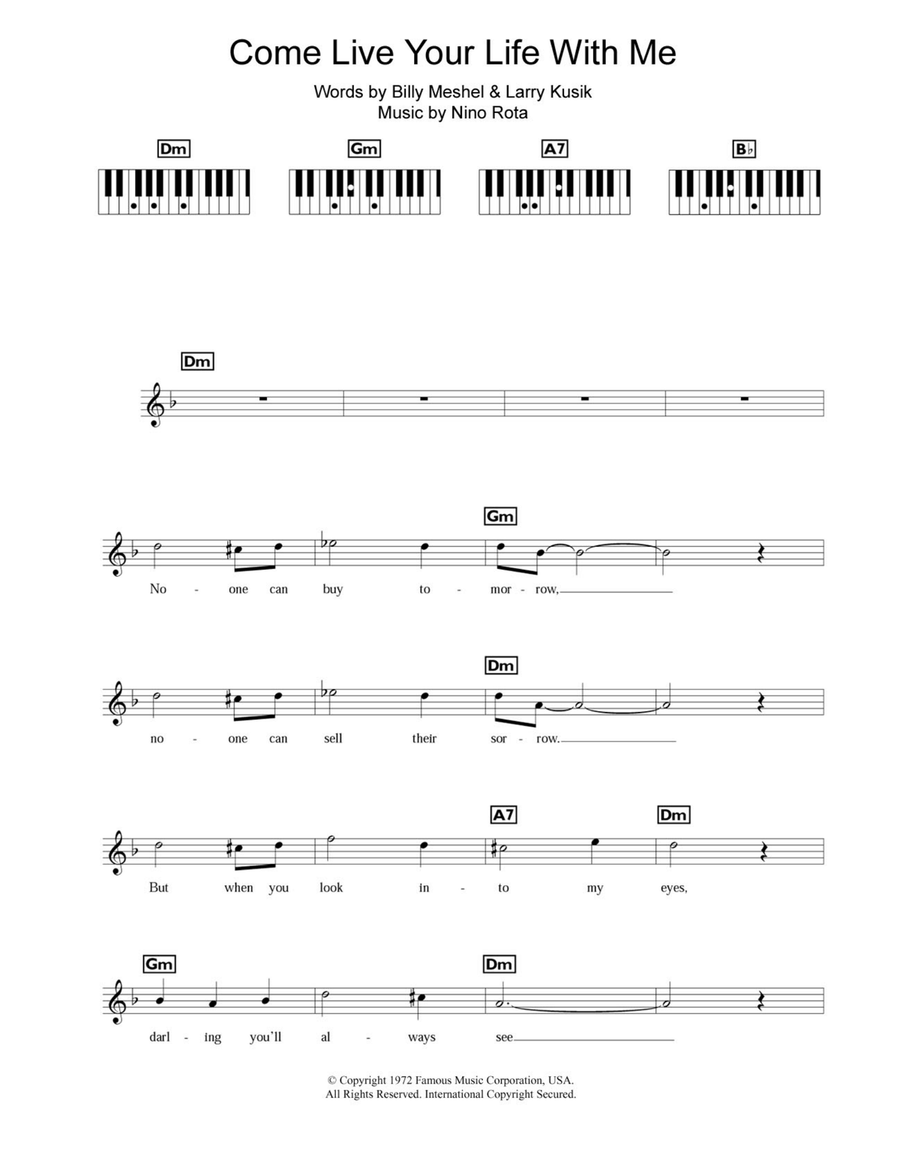 Come Live Your Life With Me Piano Solo scores gallery preview page 1
