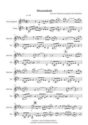 Shenandoah for Alto Saxophone and Violin Duet