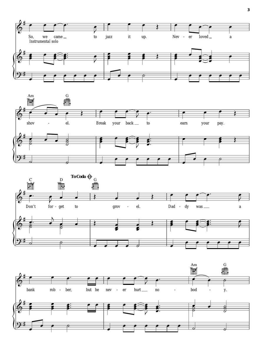 Bankrobber Bankrobber Piano, Vocal, Guitar scores gallery preview page 3