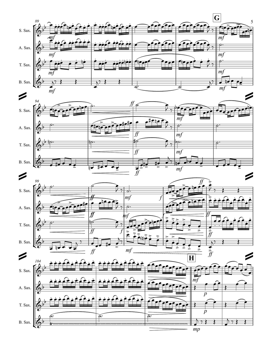 Procession of the Nobles from Mlada (for Saxophone Quartet SATB) Saxophone Quartet scores gallery preview page 6