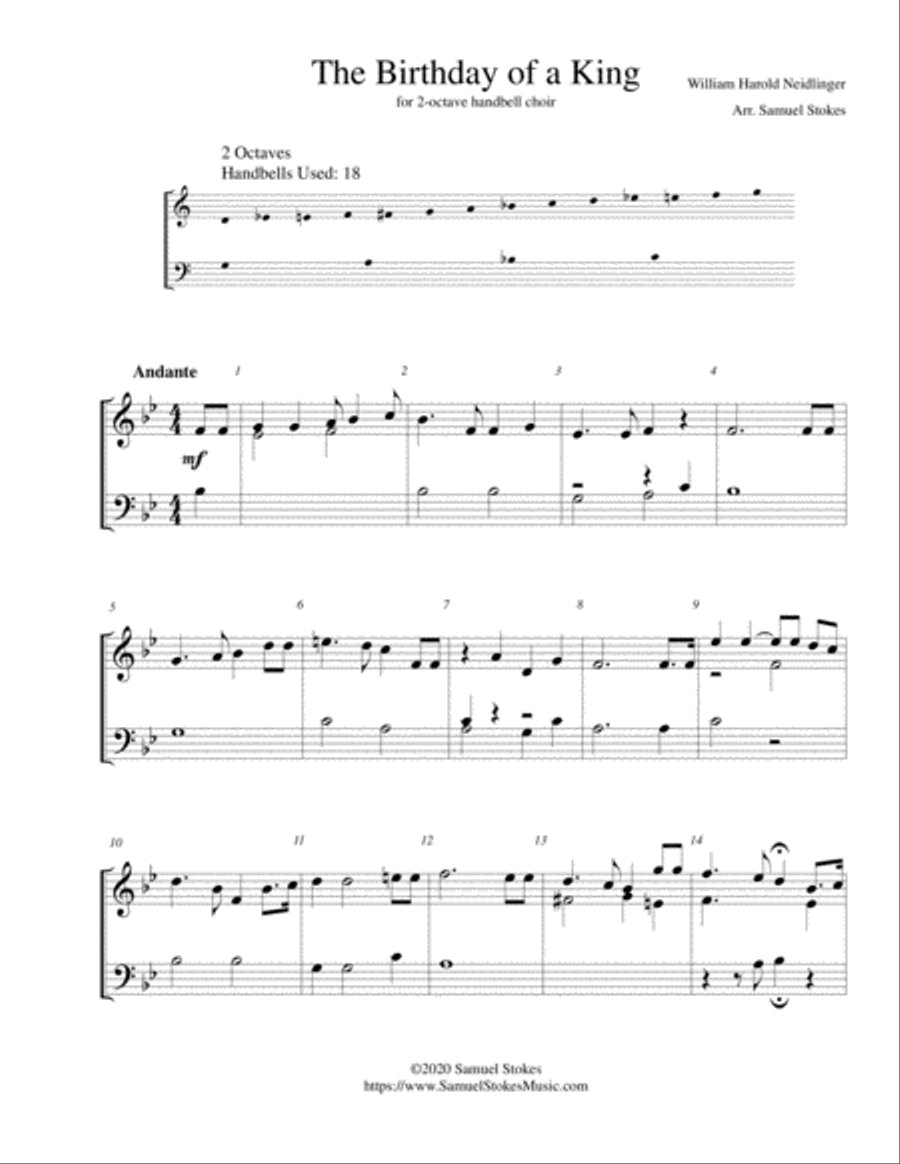 The Birthday of a King - for 2-octave handbell choir 2-Octaves scores gallery preview page 1
