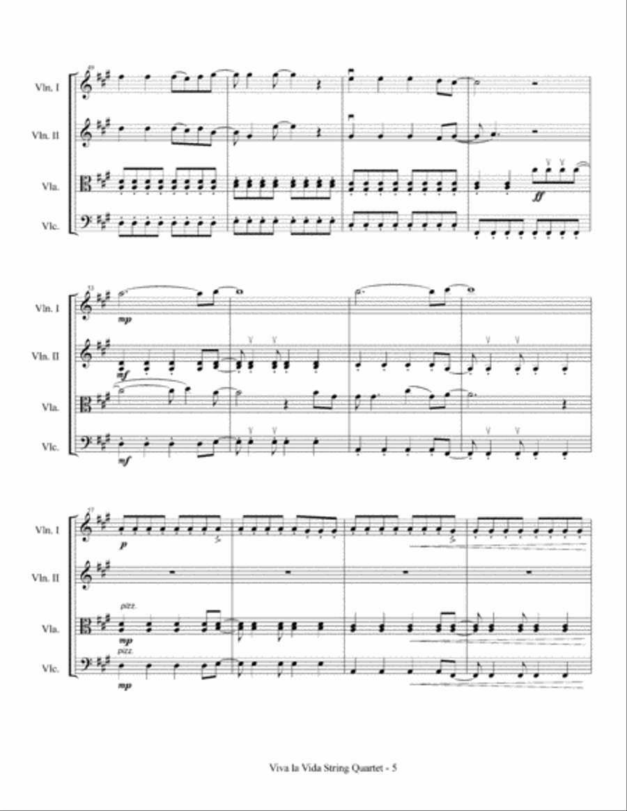 Viva La Vida String Quartet scores gallery preview page 6