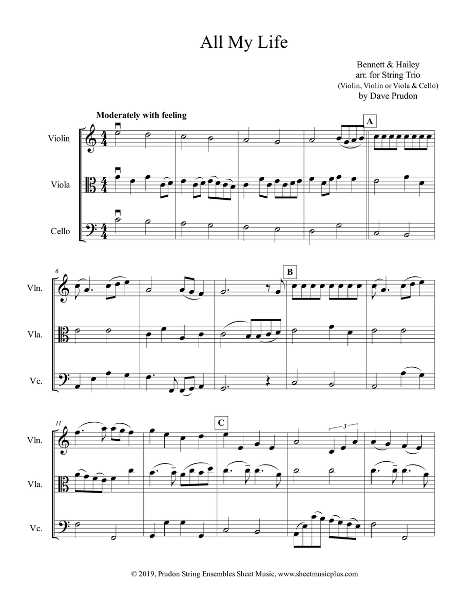 All My Life String Trio scores gallery preview page 1