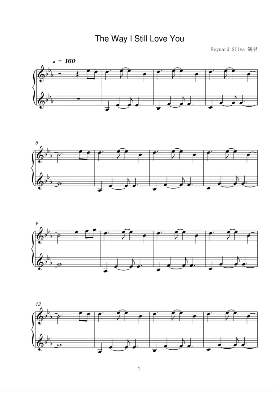 The Way I Still Love You The Way I Still Love You Piano Solo scores gallery preview page 1