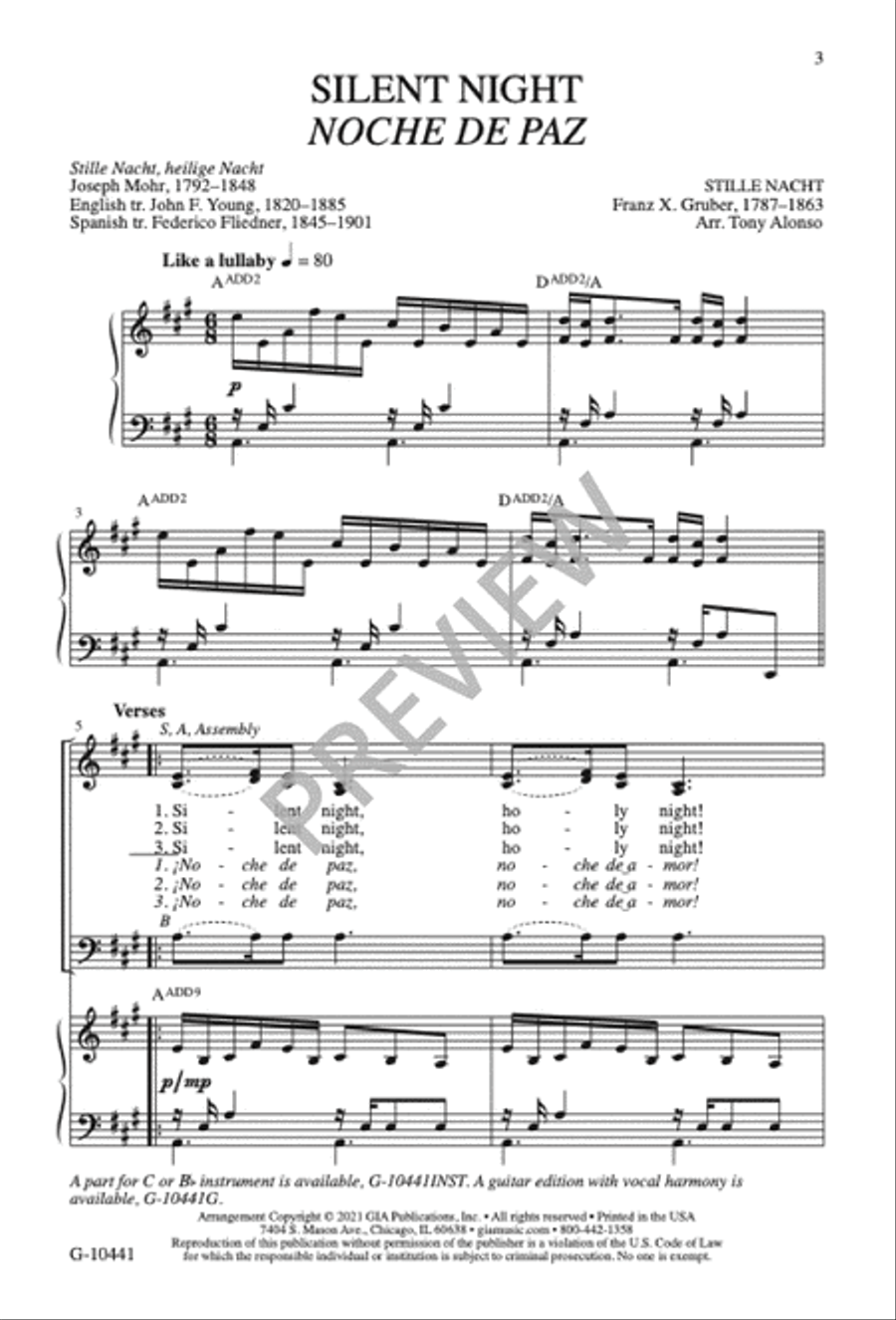Silent Night, Holy Night 3-Part scores gallery preview page 4