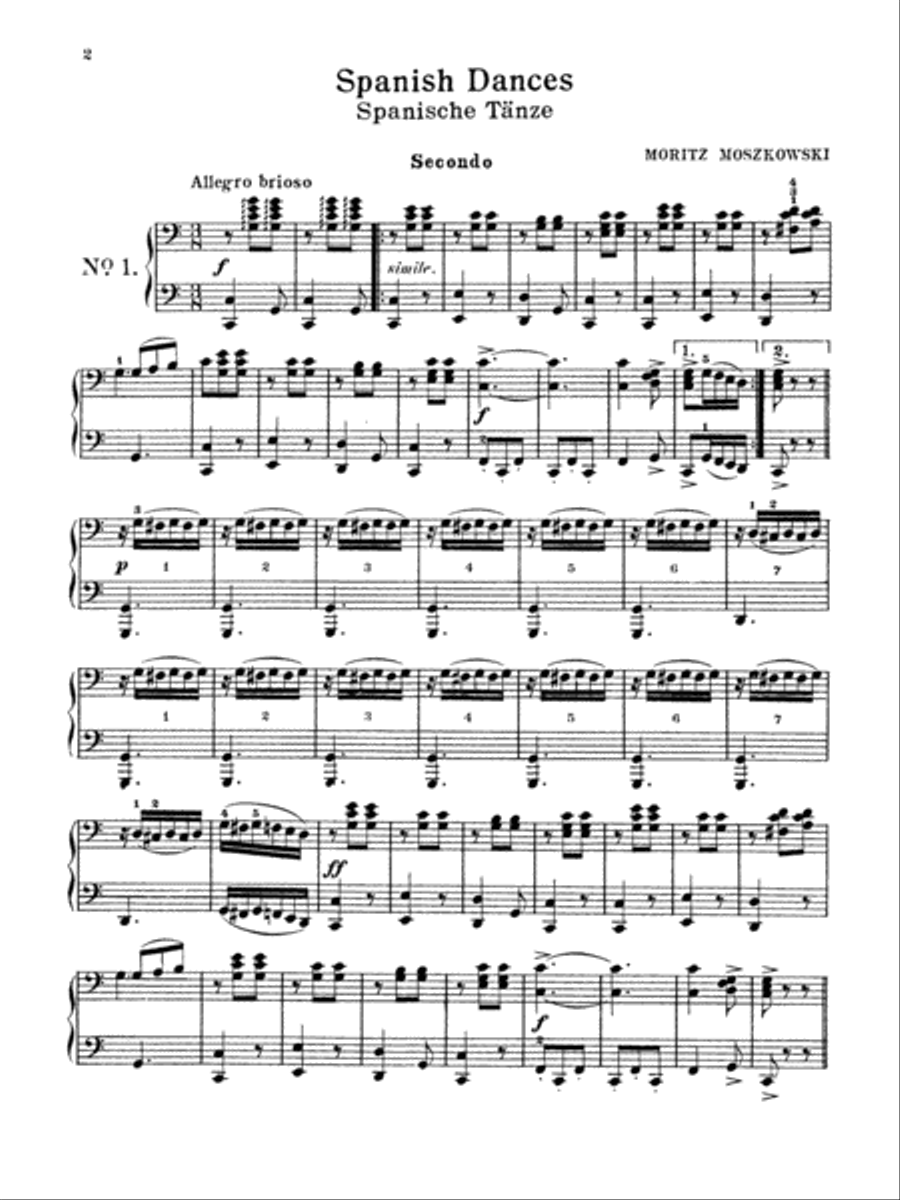 Moszkowski: Spanish Dances, Op. 12 Piano Duet scores gallery preview page 1