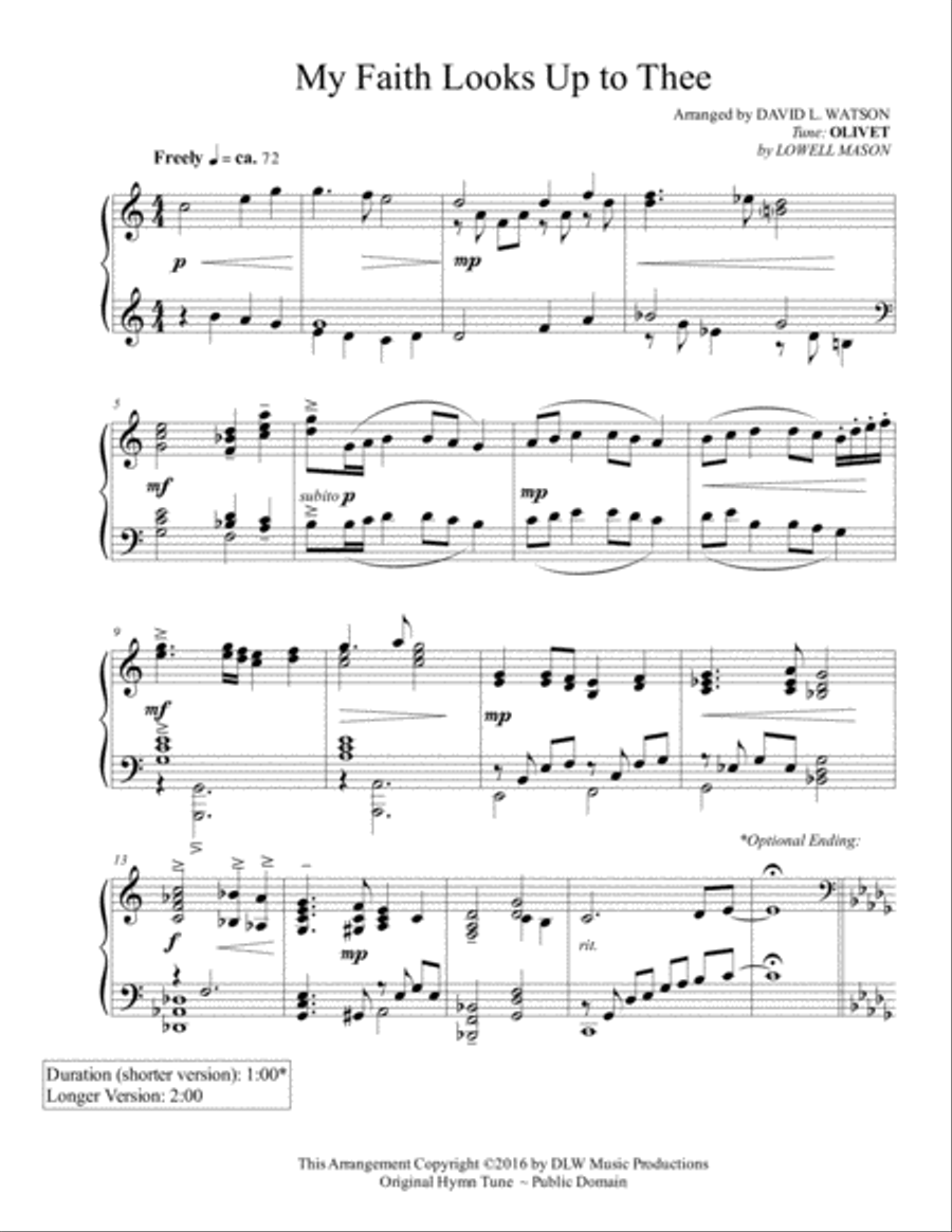 My Faith Looks Up To Thee Piano Solo scores gallery preview page 2
