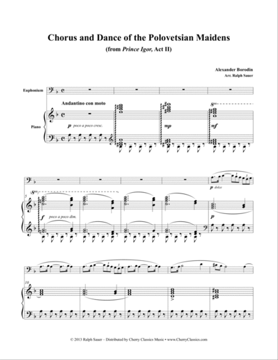 Chorus and Dance of the Polovetsian Maidens for Euphonium and Piano Choir scores gallery preview page 4