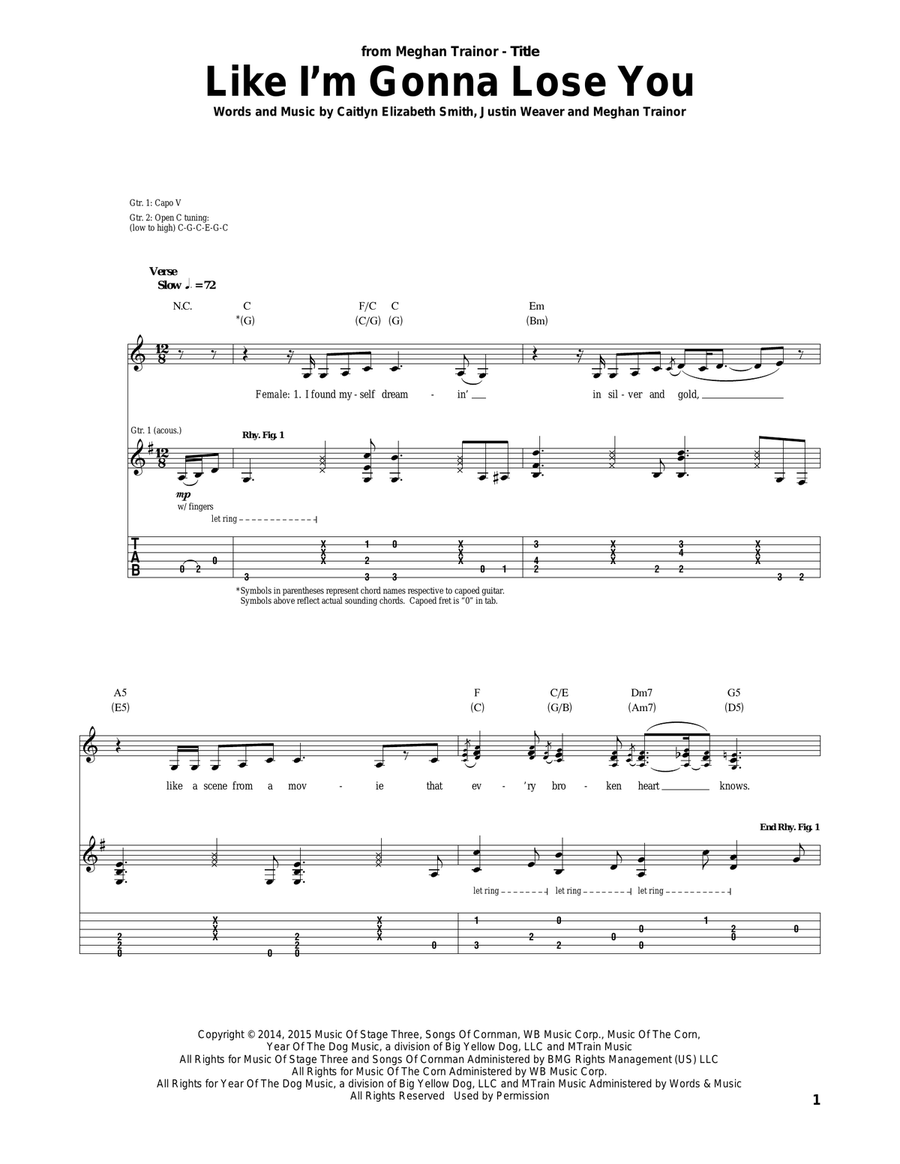 Like I'm Gonna Lose You Like I'm Gonna Lose You Acoustic Guitar scores gallery preview page 1