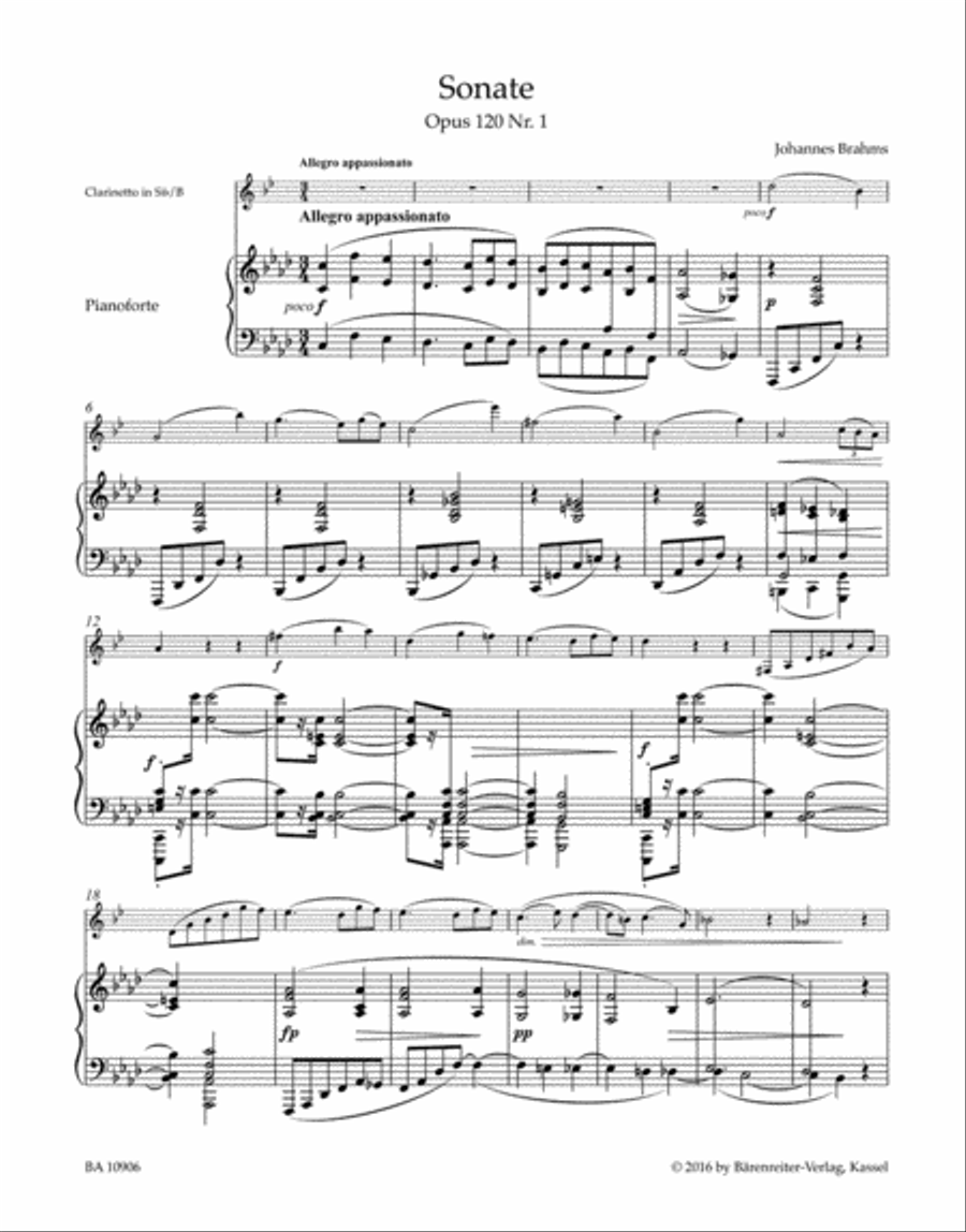 Sonatas in F minor and E-flat major for Clarinet and Piano, op. 120 Clarinet Solo scores gallery preview page 2