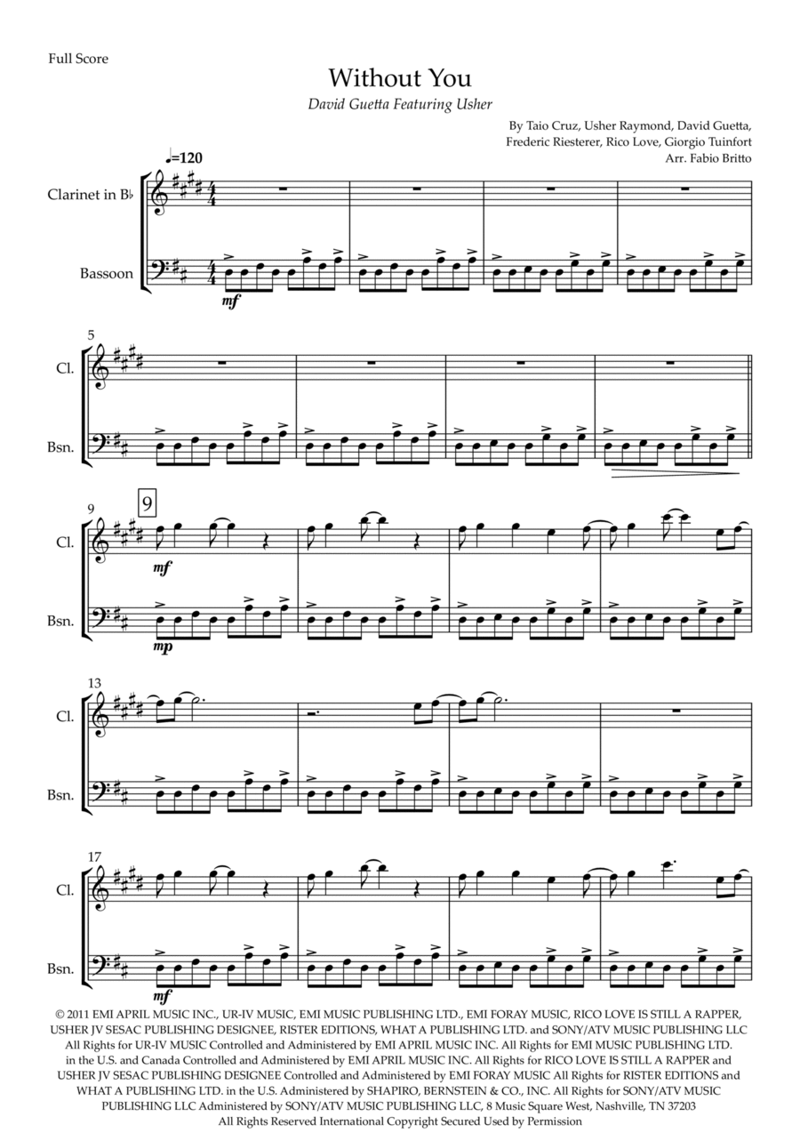 Without You Woodwind Duet scores gallery preview page 1