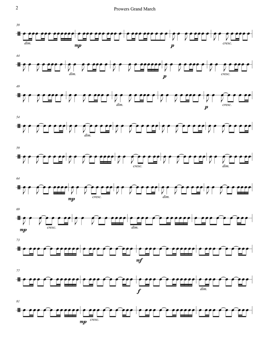 Prowers Grand March - Snare Drum Concert Band scores gallery preview page 2