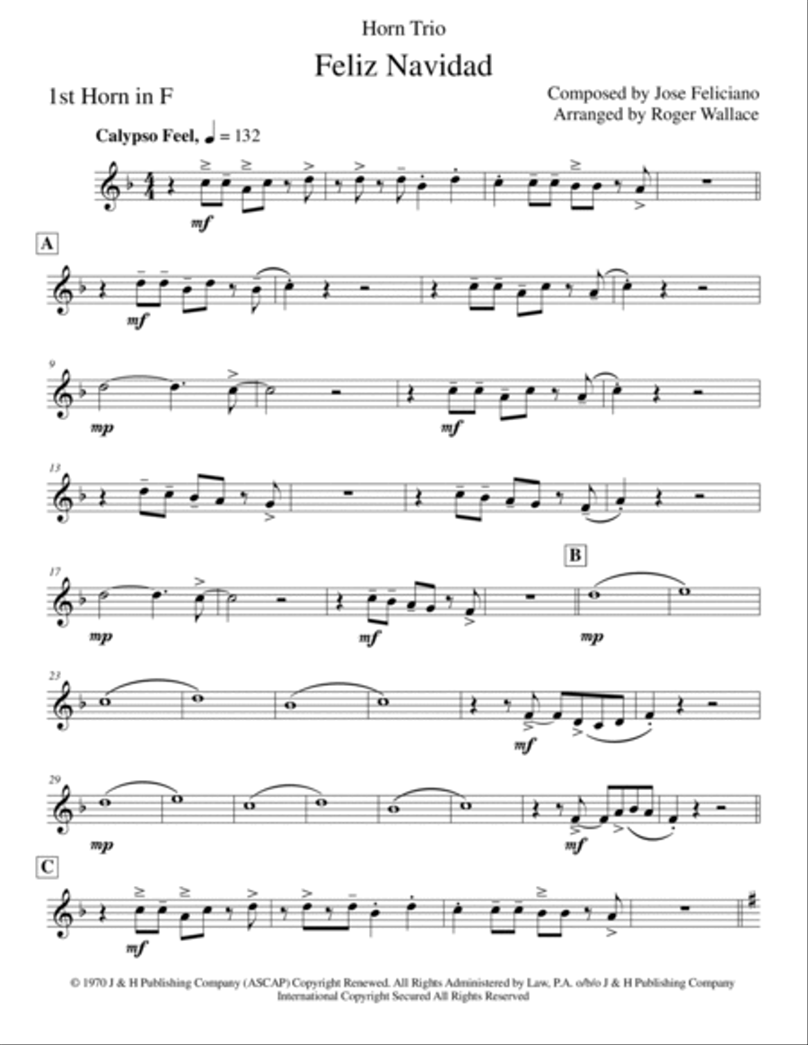 Feliz Navidad Brass Trio scores gallery preview page 6
