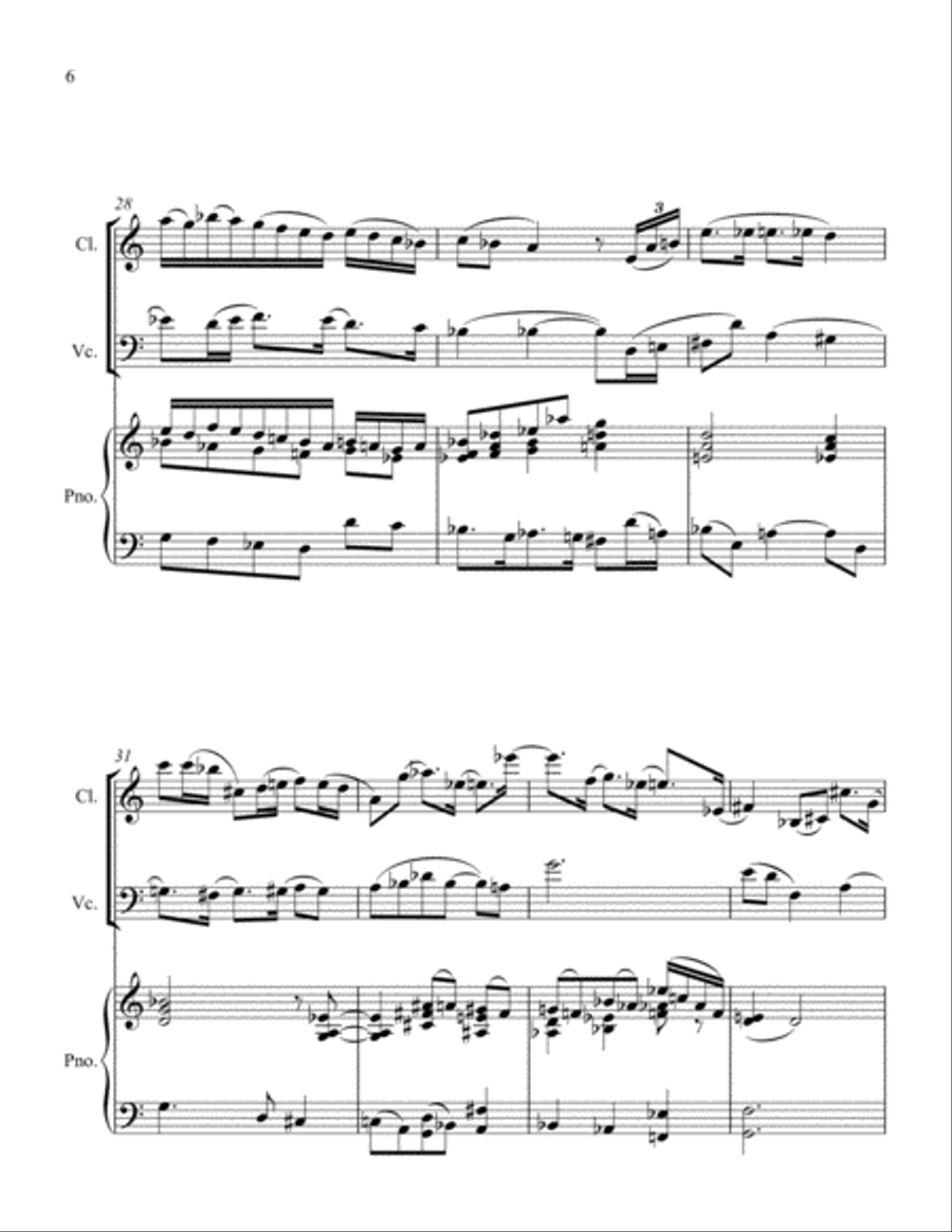 Sonta for Bb Clarinet, Cello and Piano Small Ensemble scores gallery preview page 6