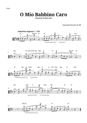 O Mio Babbino Caro by Puccini for Viola and Chords
