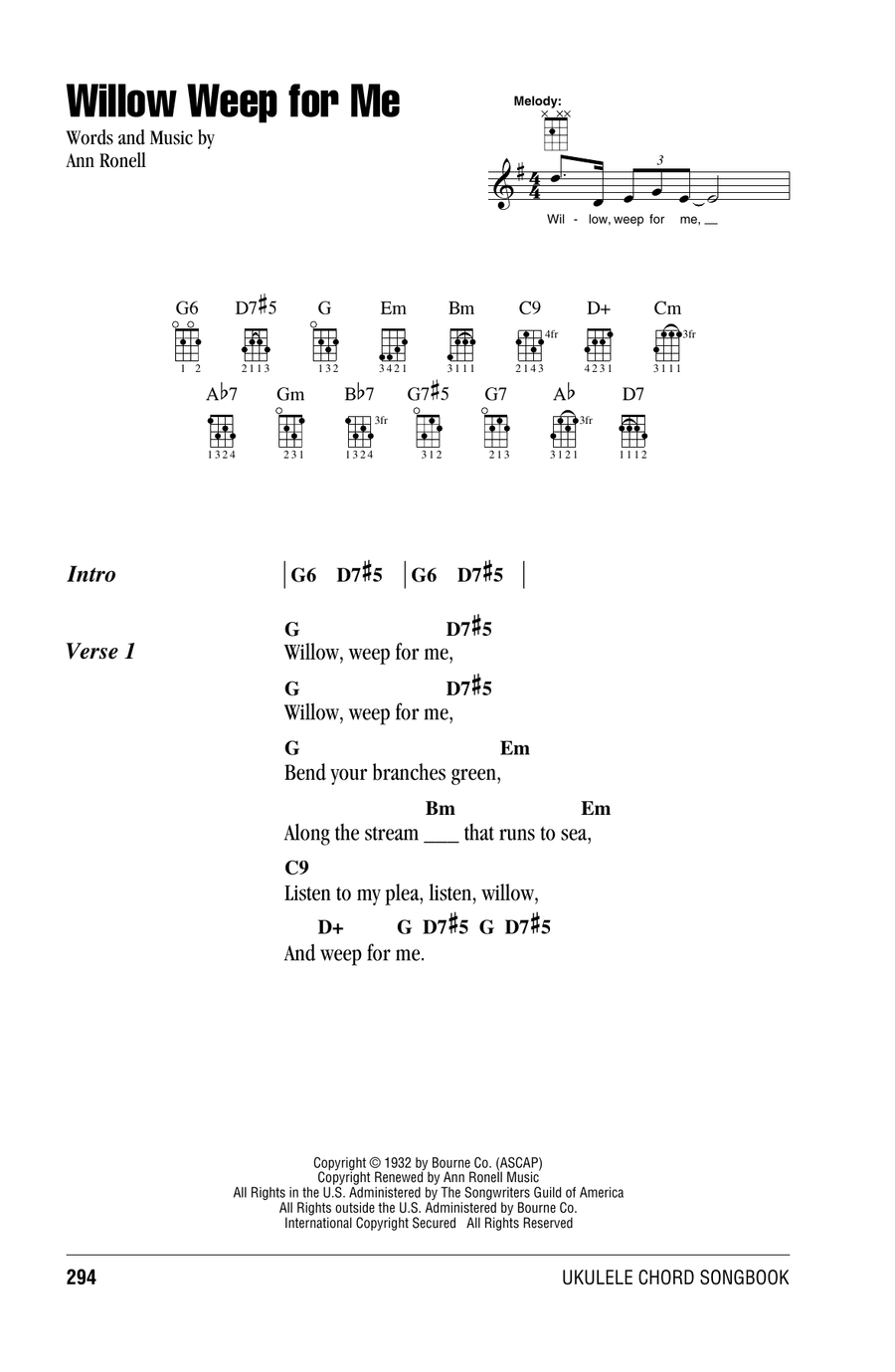 Willow Weep For Me Willow Weep For Me Ukulele scores gallery preview page 1