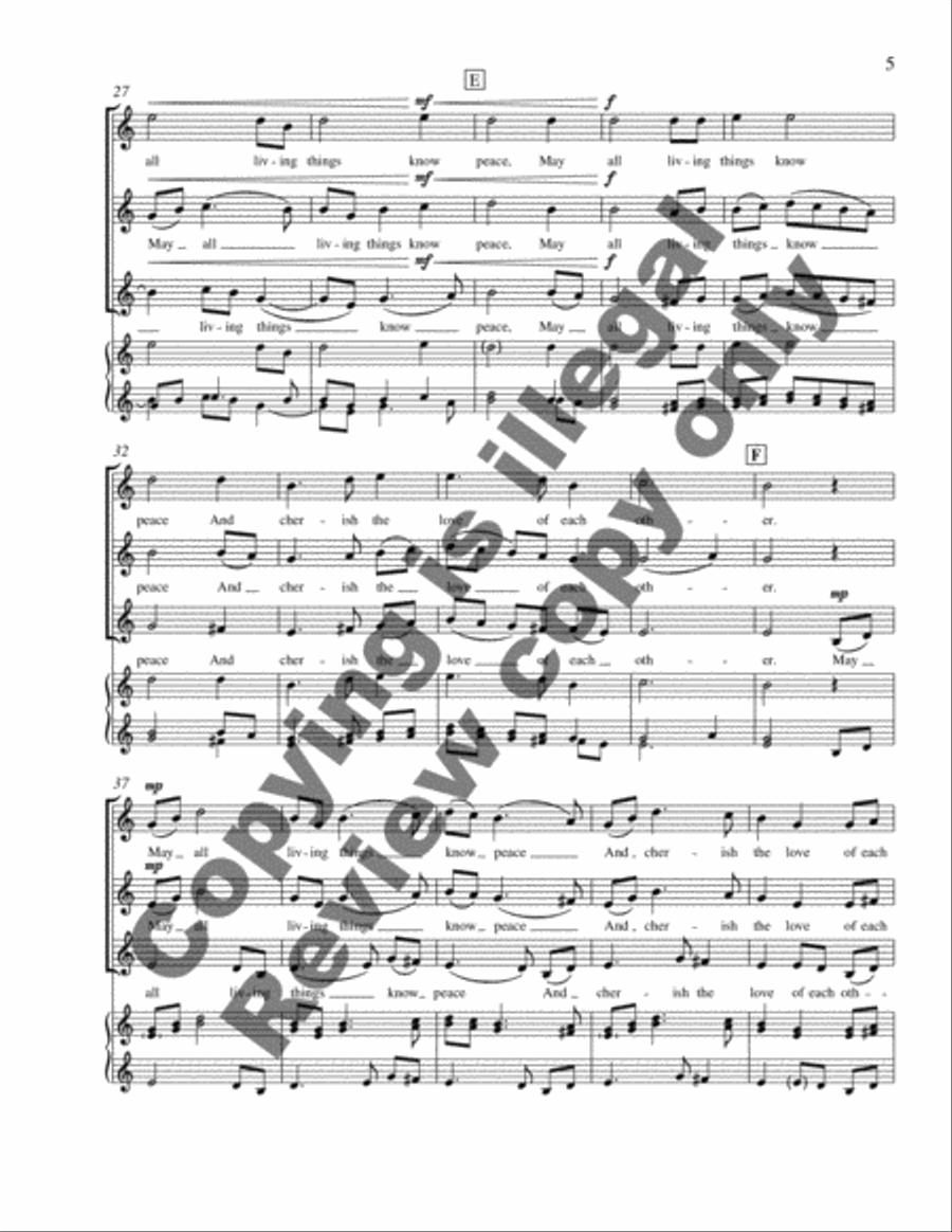 Three Hopes for the Future: 1. May All Living Things Know Peace SSA scores gallery preview page 4