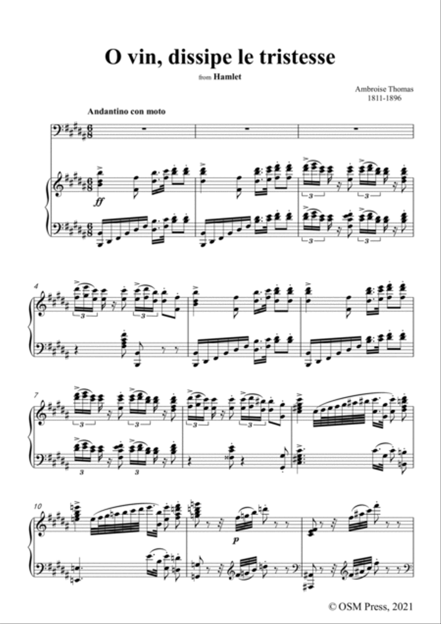 A. Thomas-O vin,dissipe le tristesse,in B Major,from Hamlet,for Voice and Piano Voice Solo scores gallery preview page 3