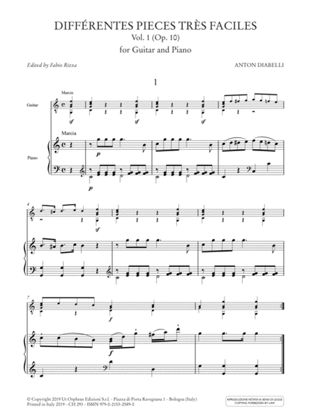 Différentes Pieces très faciles for Guitar and Piano - Vol. 1: Op. 10