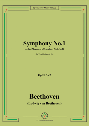 Book cover for Beethoven-Symphony No.1,in C Major,Op.21,Movement II,for Two Clarinets