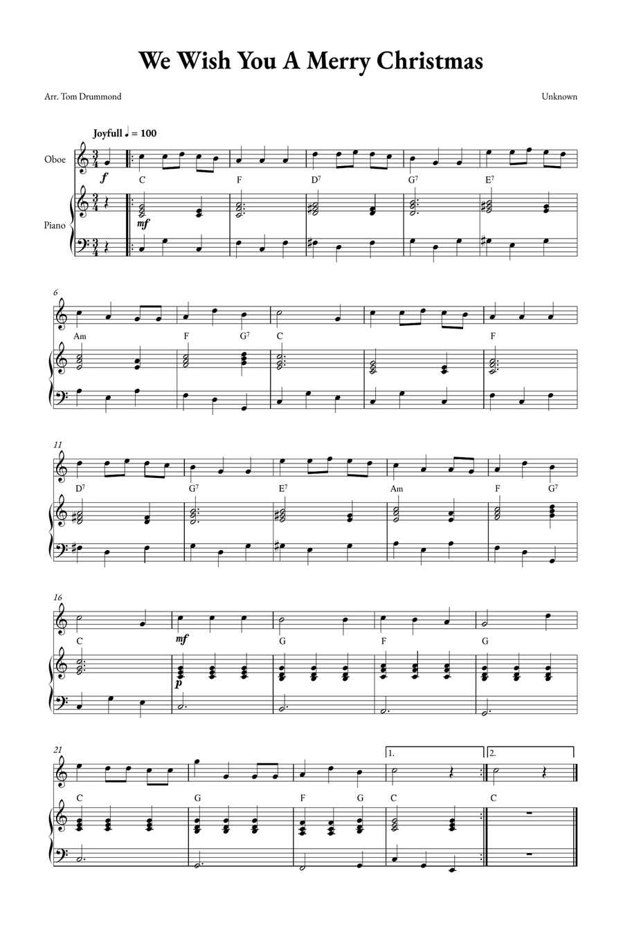 We Wish You A Merry Christmas Piano scores gallery preview page 1