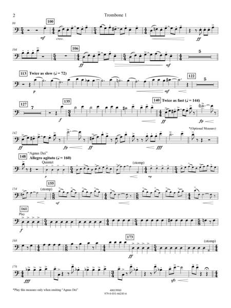 Suite from Mass (arr. Michael Sweeney) - Trombone 1