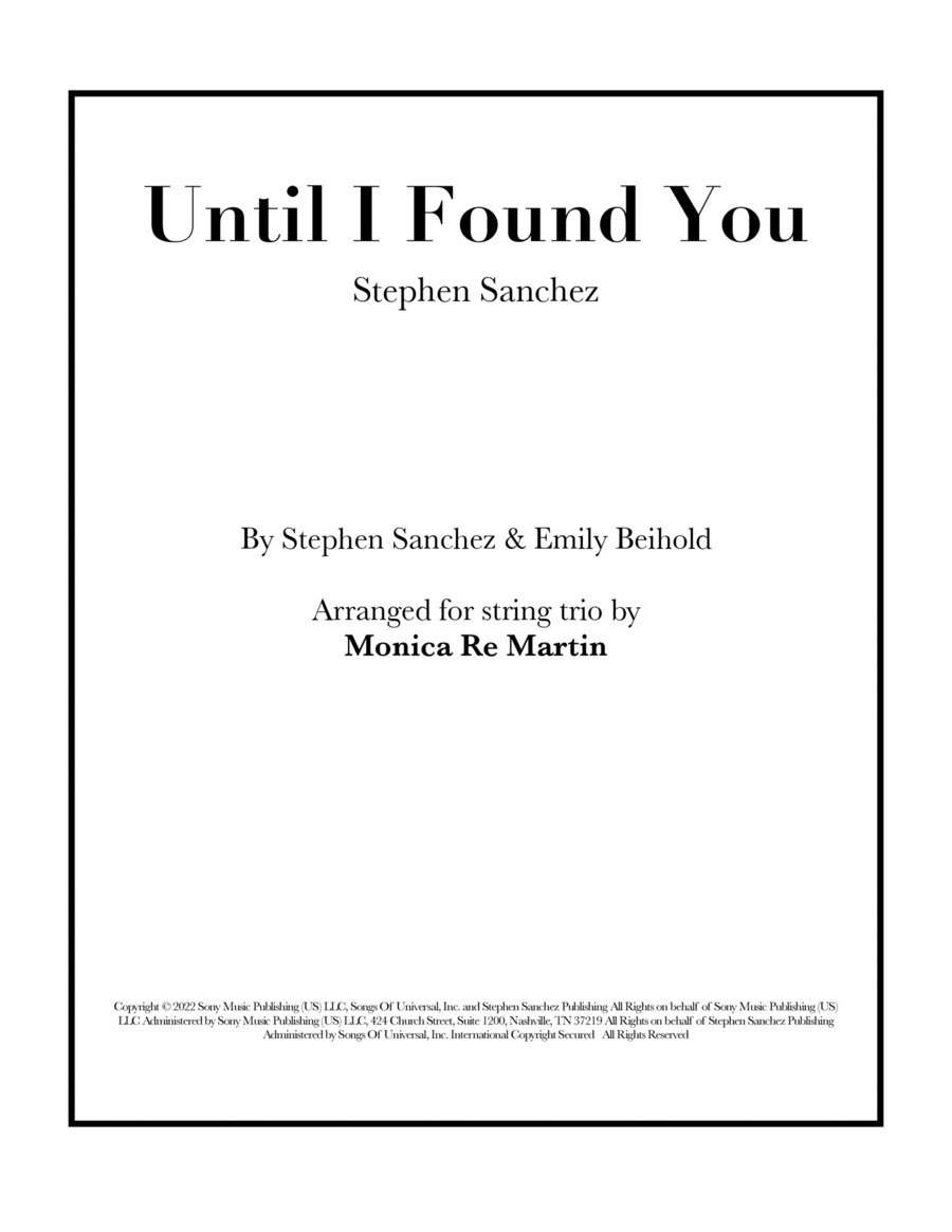Until I Found You String Trio scores gallery preview page 1