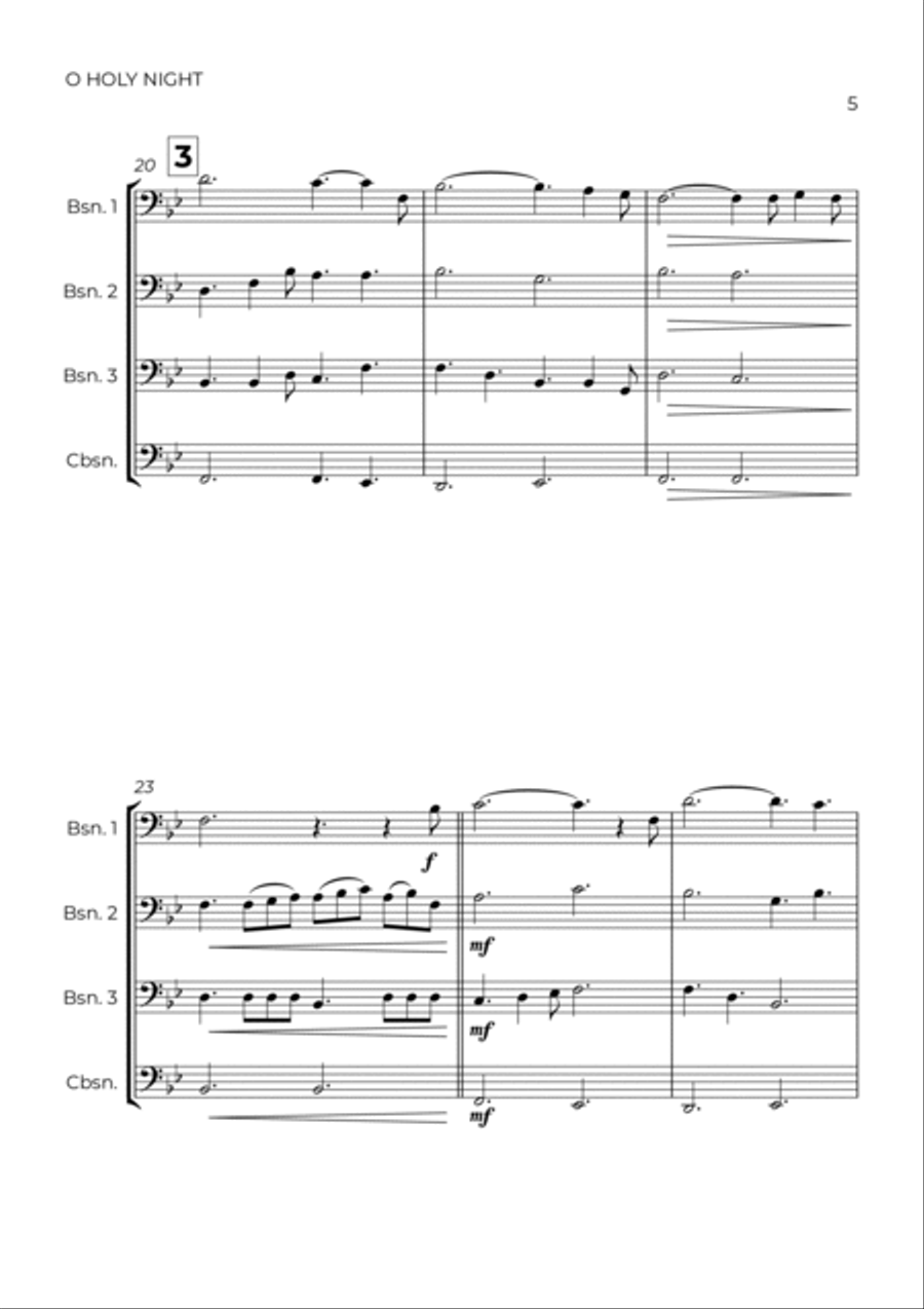 O Holy Night Bassoon Quartet scores gallery preview page 5