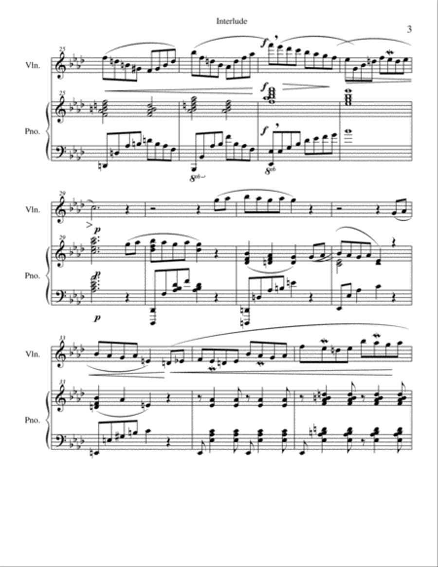 Interlude for Piano and Violin Violin Solo scores gallery preview page 4