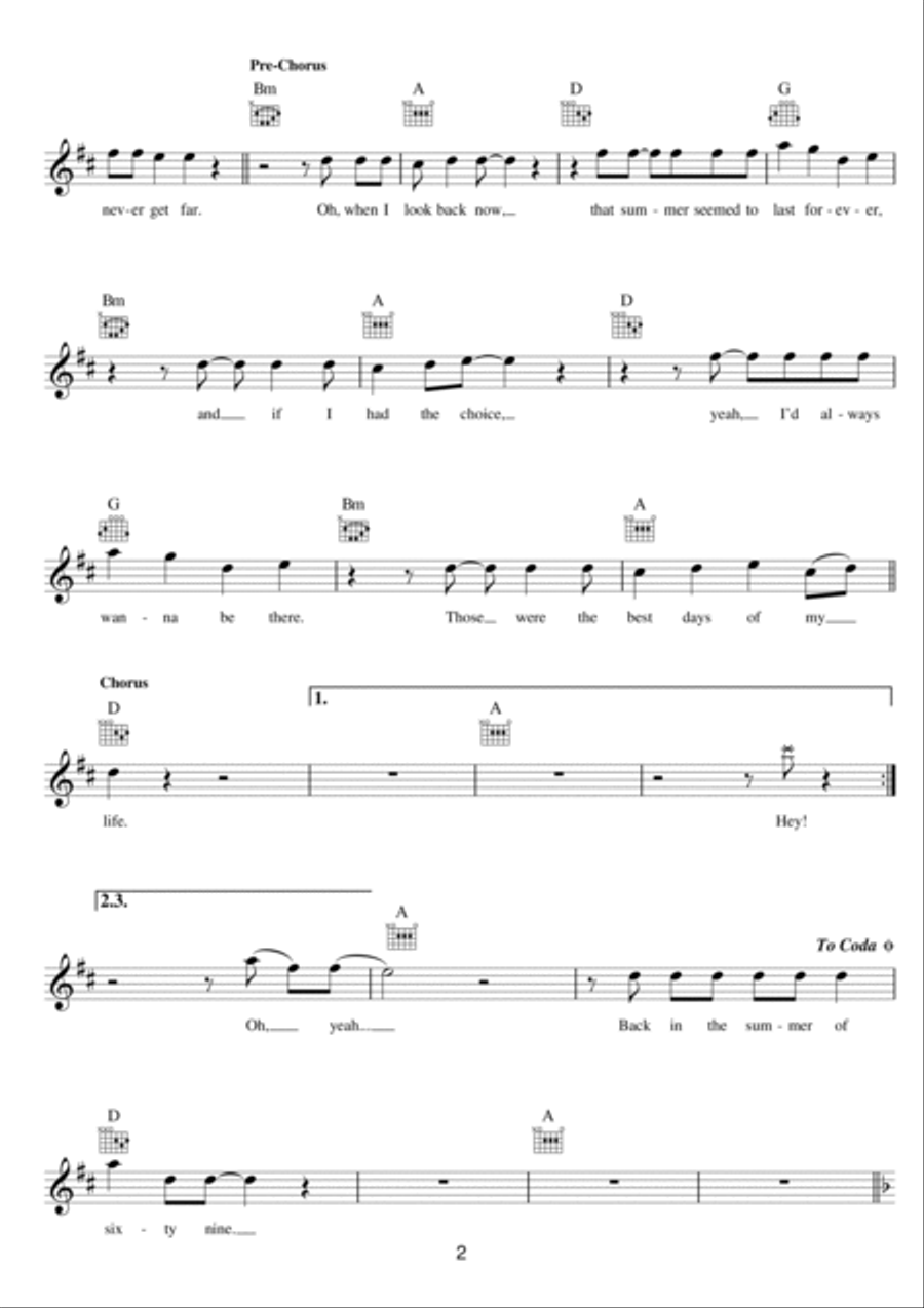 Summer Of '69 Summer Of '69 Piano scores gallery preview page 2