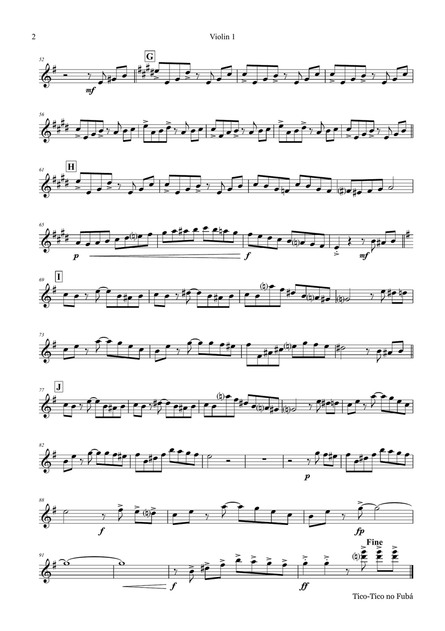 Tico-Tico no Fubá - Choro - String Quintet String Quartet scores gallery preview page 6