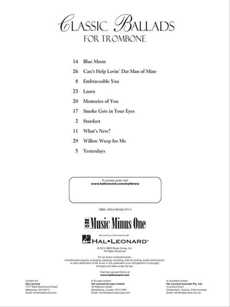 Classic Ballads for Trombone Trombone Solo scores gallery preview page 4