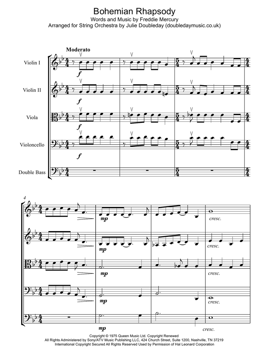 Bohemian Rhapsody String Orchestra scores gallery preview page 1