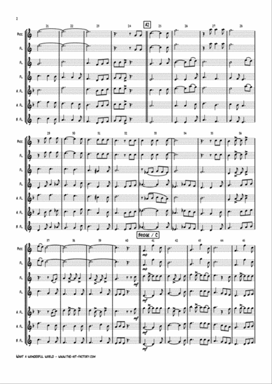 What A Wonderful World Woodwind Ensemble scores gallery preview page 2
