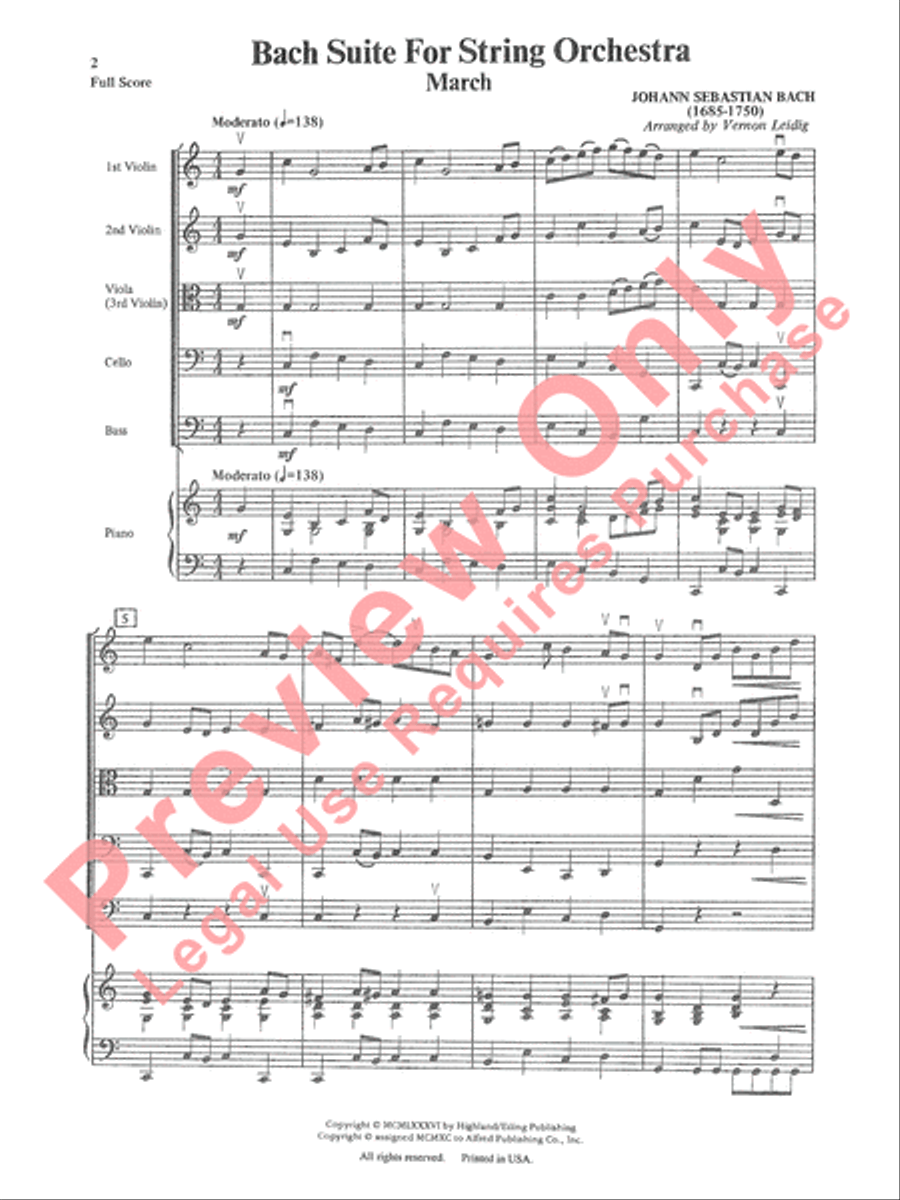 Bach Suite for String Orchestra String Orchestra scores gallery preview page 3