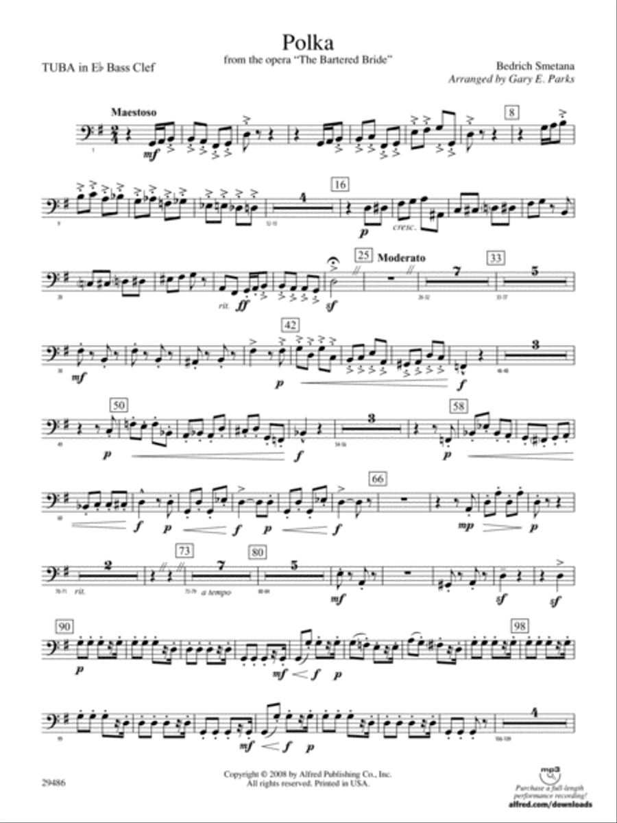 Polka from The Bartered Bride: (World Part) E-flat Tuba B.C. Concert Band scores gallery preview page 1