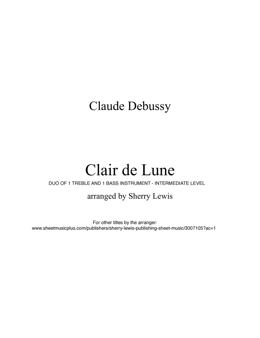 CLAIR DE LUNE, Intermediate Level for 1 treble instruments and 1 bass instrument image number null