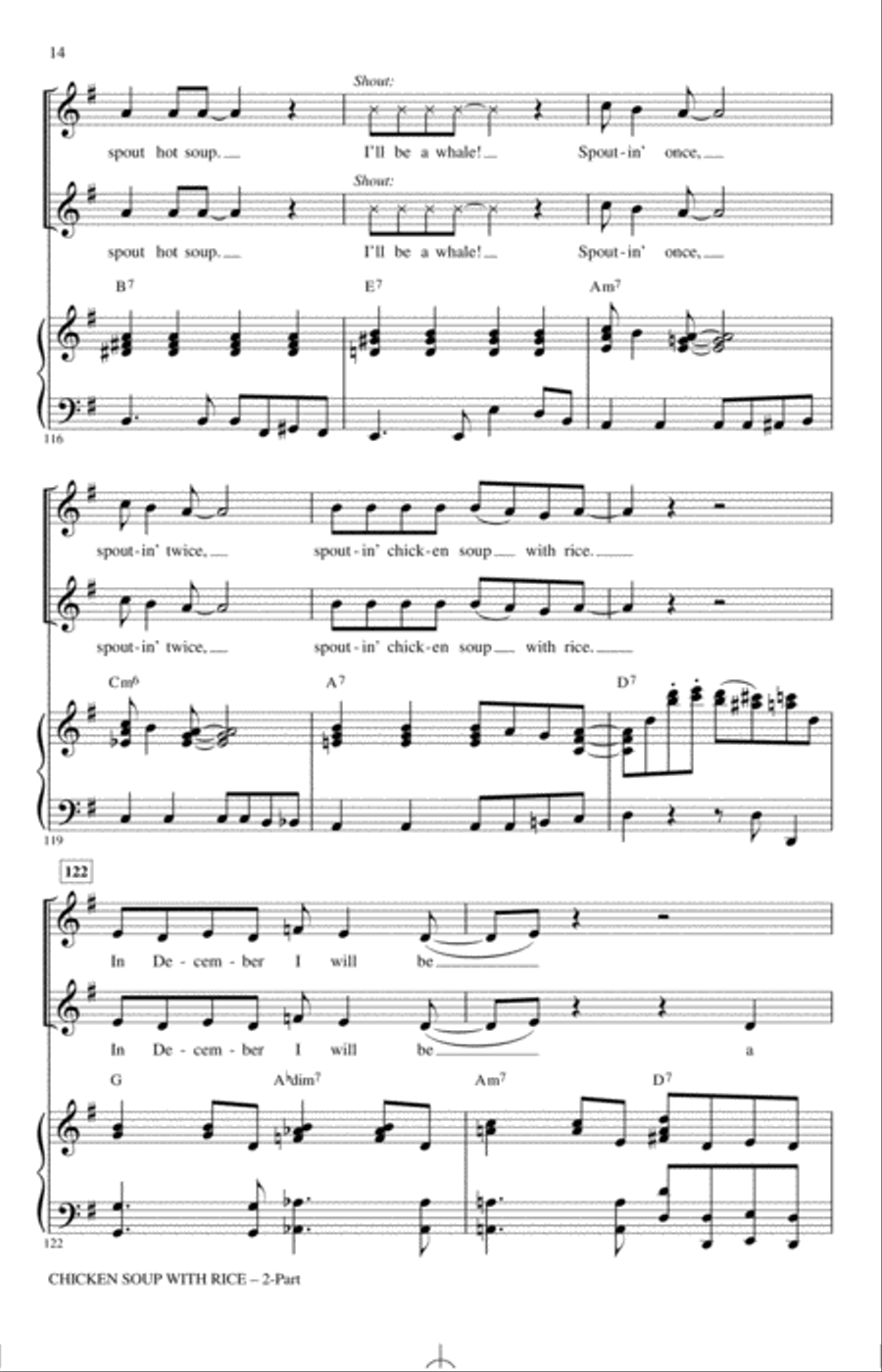 Chicken Soup With Rice (arr. Emily Crocker) 2-Part scores gallery preview page 13