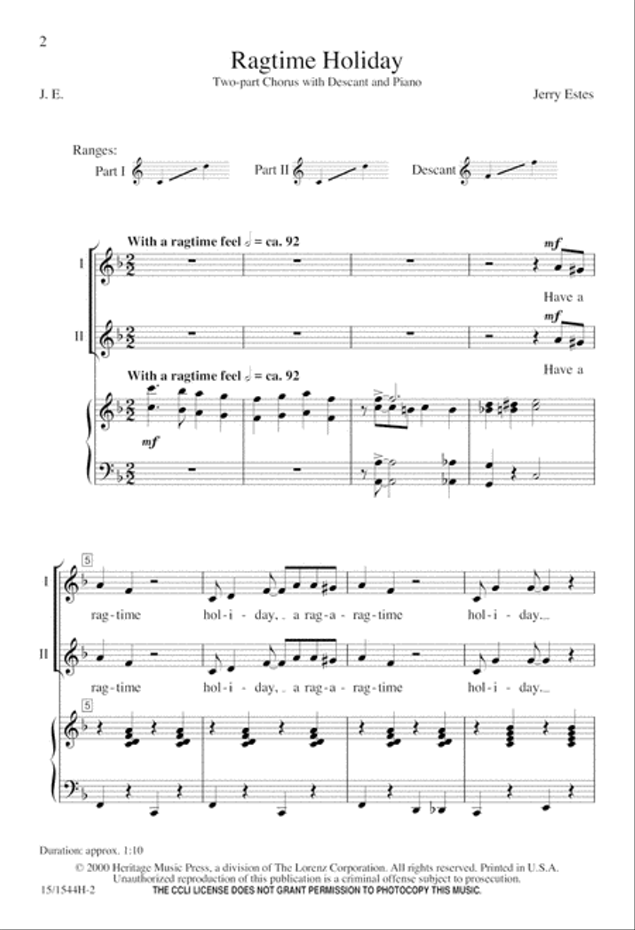 Ragtime Holiday 2-Part scores gallery preview page 2