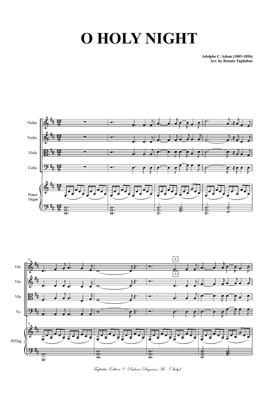 O HOLY NIGHT - Adam - Arr- for String Quartet and Piano/Org. Chamber Orchestra scores gallery preview page 2