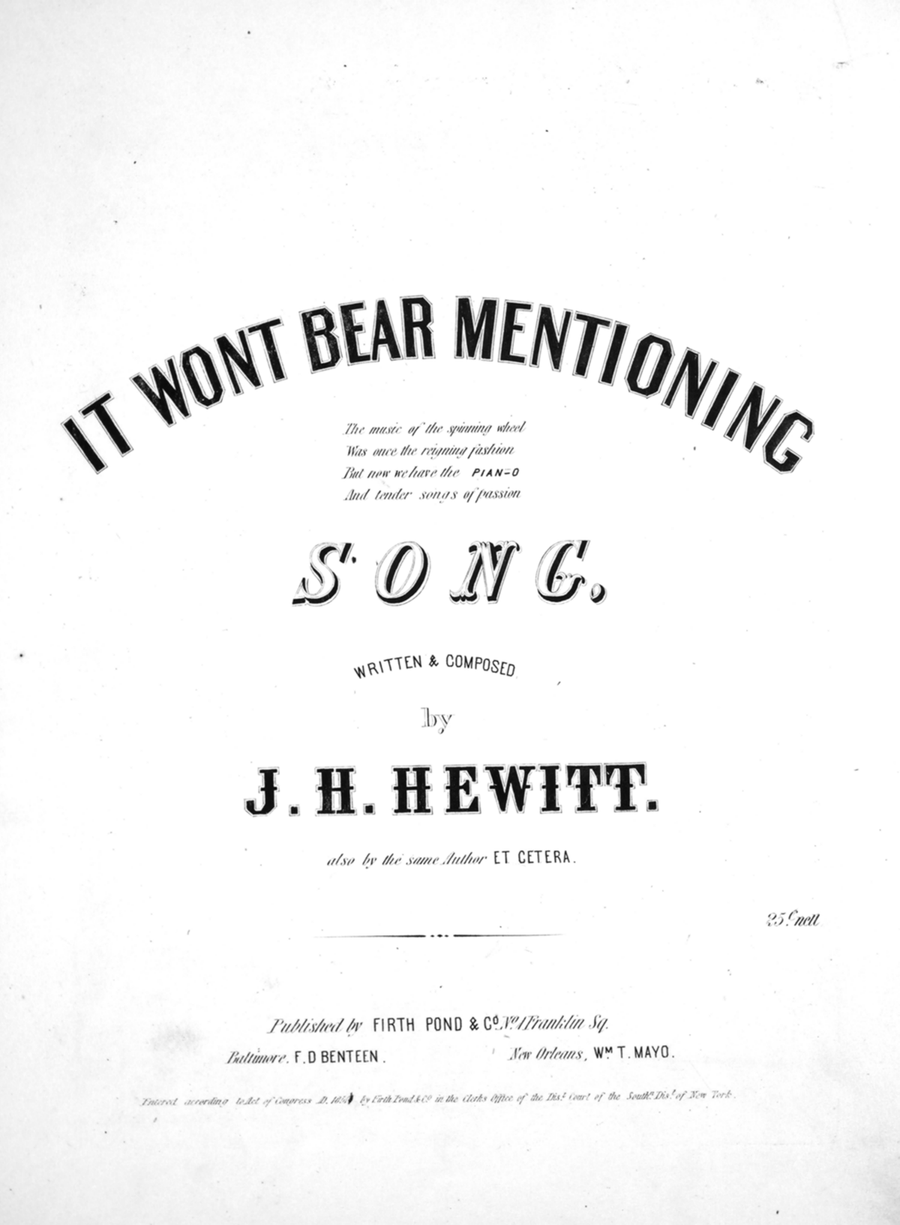 It Won't Bear Mentioning. Song