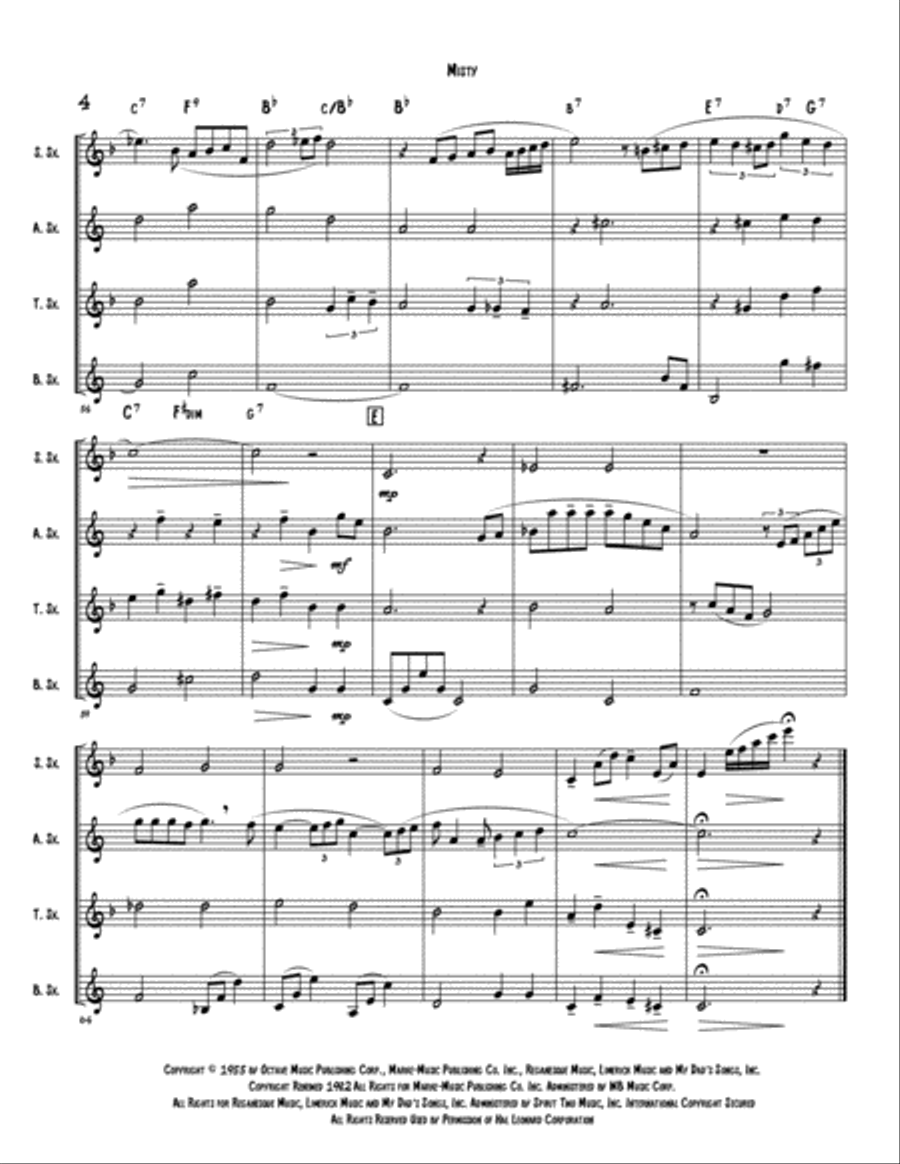 Misty Woodwind Quartet scores gallery preview page 5