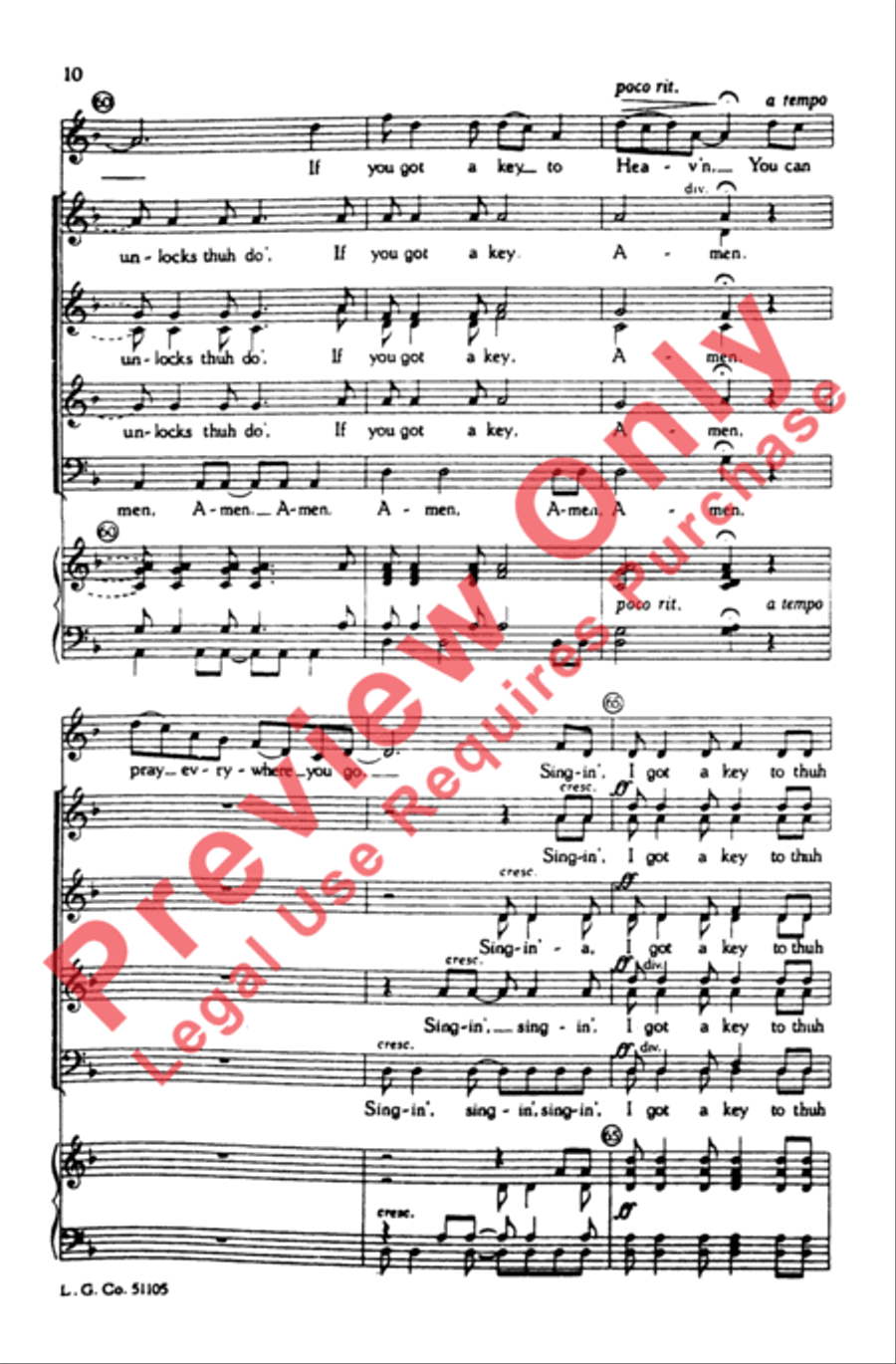 I Got a Key 4-Part scores gallery preview page 10