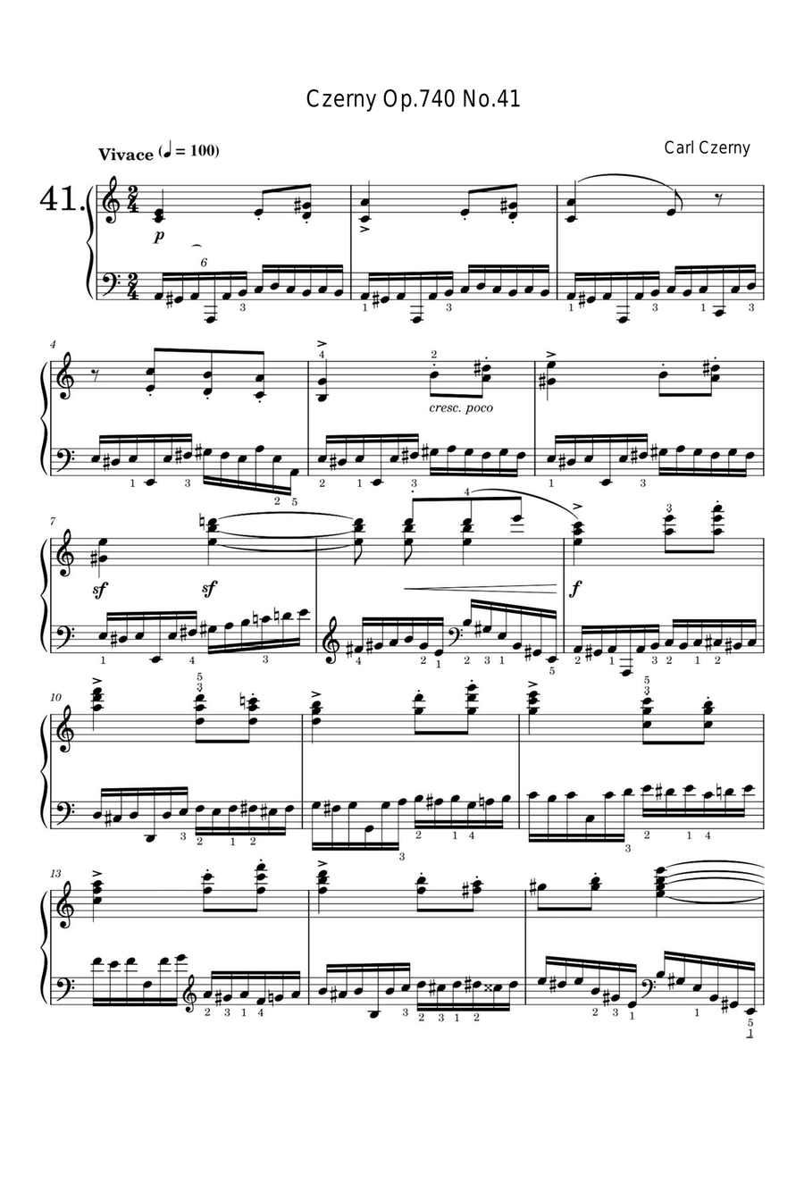 Czerny Op.740 No.41 Piano Solo scores gallery preview page 1