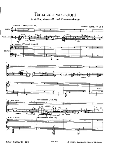 Tema con variazioni Op. 29A