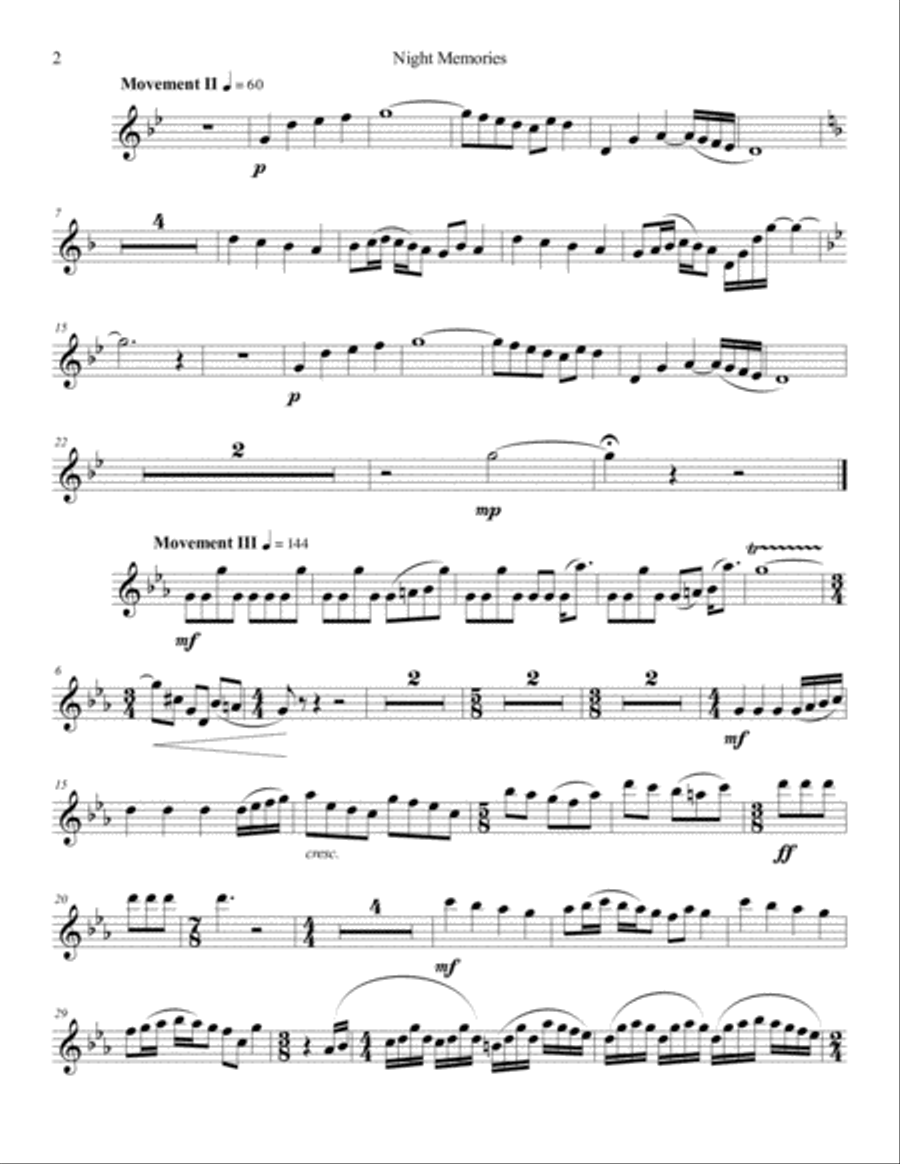 Night Memories for English Horn and Piano English Horn scores gallery preview page 2